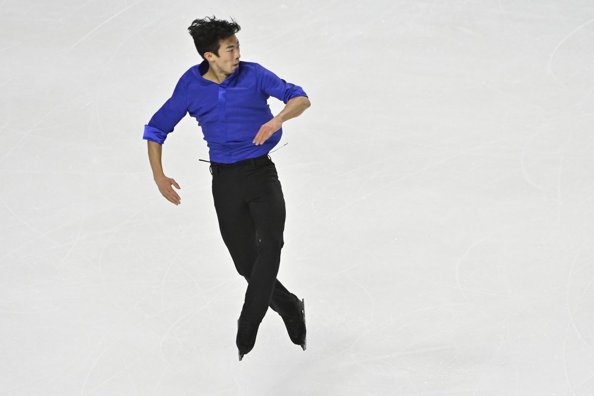 Nathan Chen continued his winning ways at Skate America on Saturday, landing five quadruple jumps over two programs to easily top the field in Las Vegas.  (Associated Press)