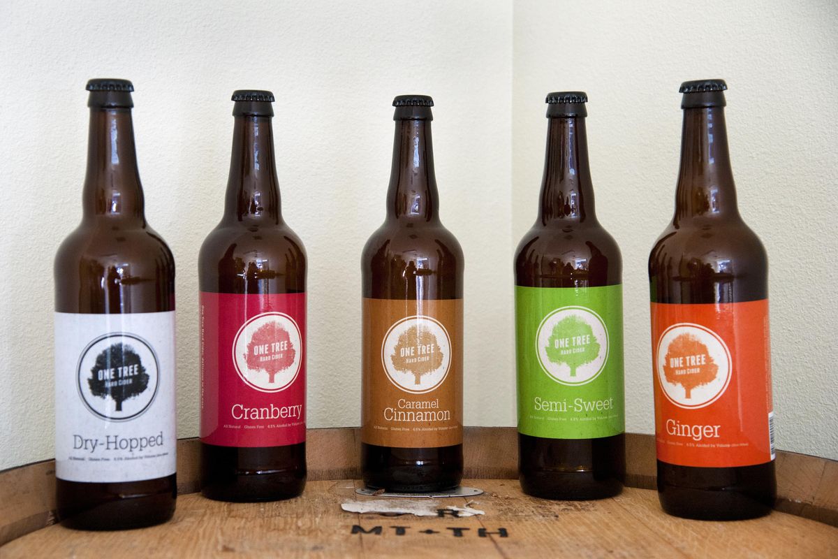 One Tree Hard Cider is offered in dry-hopped, cranberry, caramel cinnamon, semi-sweet and ginger flavors.   DAN PELLE danp@spokesman.com (Dan Pelle / The Spokesman-Review)