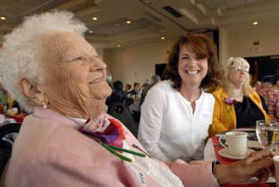 
Frances Spolski, of Spokane, enjoys  luncheon  with Cailin Harrison, of the Tri-Cities,  who came to be with her mother, a volunteer at the event. 
 (J. BART RAYNIAK / The Spokesman-Review)