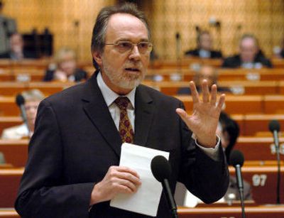
Swiss parliamentarian Dick Marty delivers a report on the treatment of terrorism suspects Tuesday to the Council of Europe in Strasbourg, France. 
 (Associated Press / The Spokesman-Review)