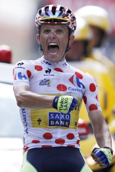 Rafal Majka has a firm grip on the polka dot jersey awarded to the race’s King of the Mountains. (Associated Press)