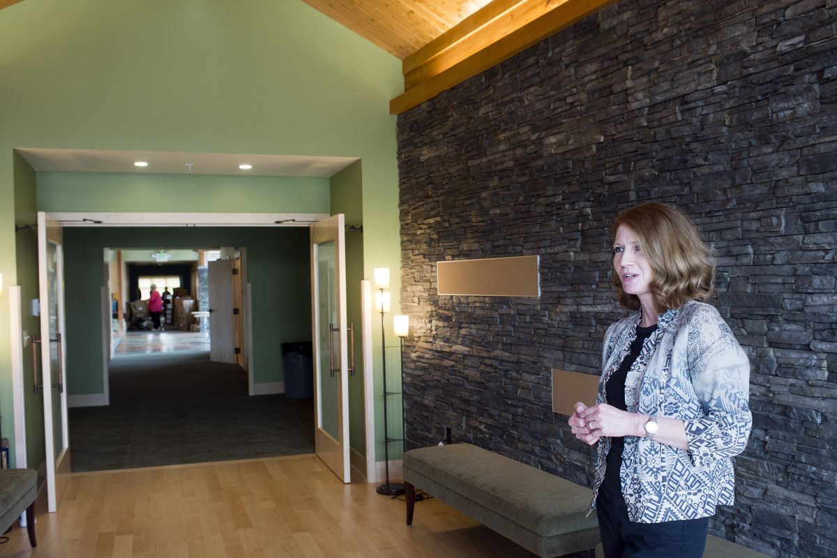 Hospice of Spokane CEO Gina Drummond stands in the reflection room on April 3 at the new Hospice House North. The facility will open around April 14 after an open house Friday. (Jesse Tinsley)