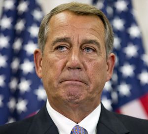 In this AP file photo Sept. 9, Speaker of the House John Boehner of Ohio, pauses while speaking about his opposition to the Iran deal during a news conference with members of the House Republican leadership on Capitol Hill in Washington. 