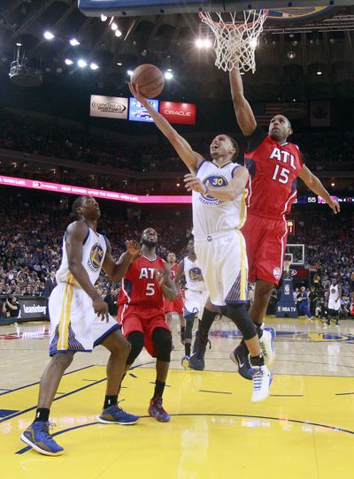 Golden State’s Stephen Curry tallied 16 points and 12 assists. (Associated Press)