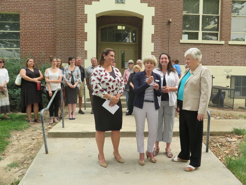 Rep. Phylis King, right, is joined by, from left, Brooke Green, Sen. Janie Ward-Engelking and Rep. Ilana Rubel as she announced Wednesday that she won't seek another House term after completing her current one, and is endorsing Green to replace her. (Betsy Z. Russell)