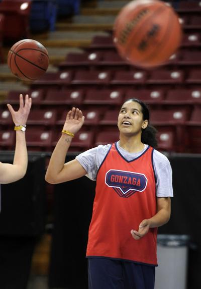 GU senior Vivian Frieson has her eye on the ball during practice Friday. (Colin Mulvany)