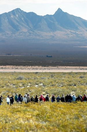 With the San Andres Mountains serving as a backdrop, a group of visitors takes a hike in the Chihuahuan Desert Nature Park near Las Cruces, N.M., to learn about the plants and animals living in the southern New Mexico desert.  (Associated Press)