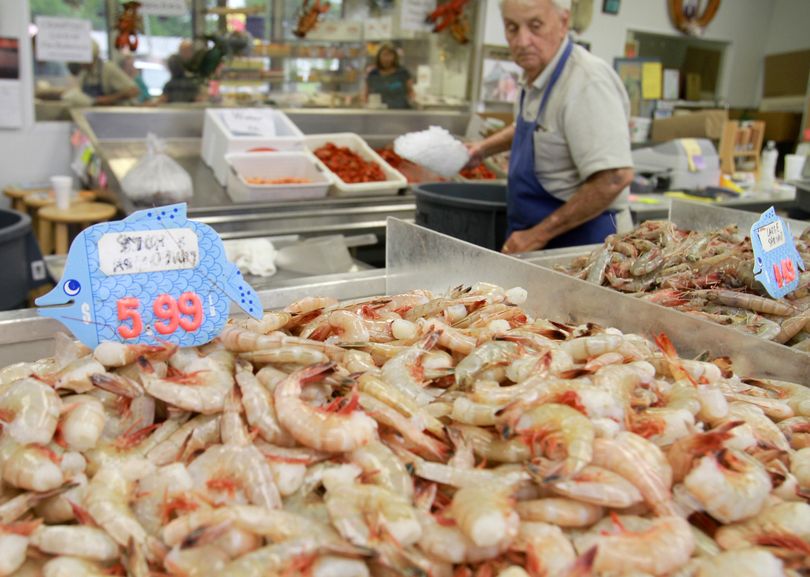 Fresh shrimp stands ready to be purchased at Desporte & Son’s Seafood on Friday in Biloxi, Miss. The store estimated that business doubled as residents hurried to purchase shrimp and other local seafood in fear that the oil spilling from a sunken rig will threaten the local seafood industry. The Sun Herald (Amanda McCoy The Sun Herald)