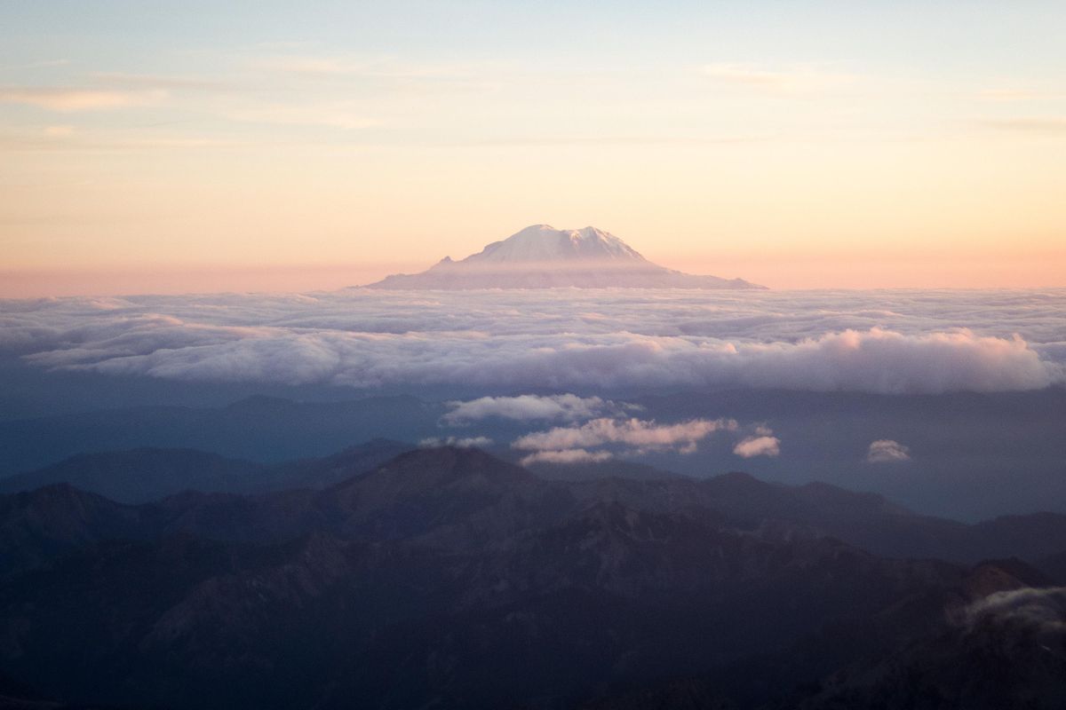 Mount Rainier as seen from the summit of Mount Stuart on Saturday Aug. 17, 2019. ELI FRANCOVICH/THE SPOKESMAN-REVIEW. (Eli Francovich / The Spokesman-Review)