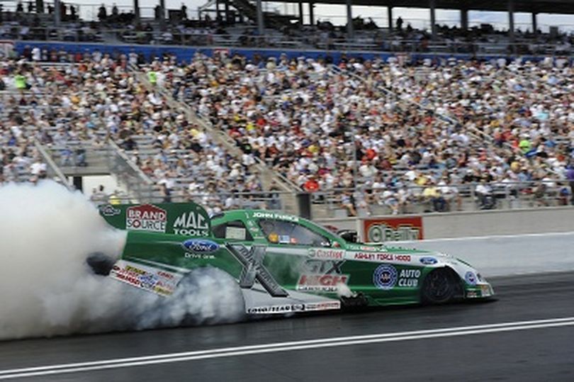 John Force en route to top qualifying honors at The Strip at Las Vegas Motor Speedway. (Photo courtesy of NHRA)