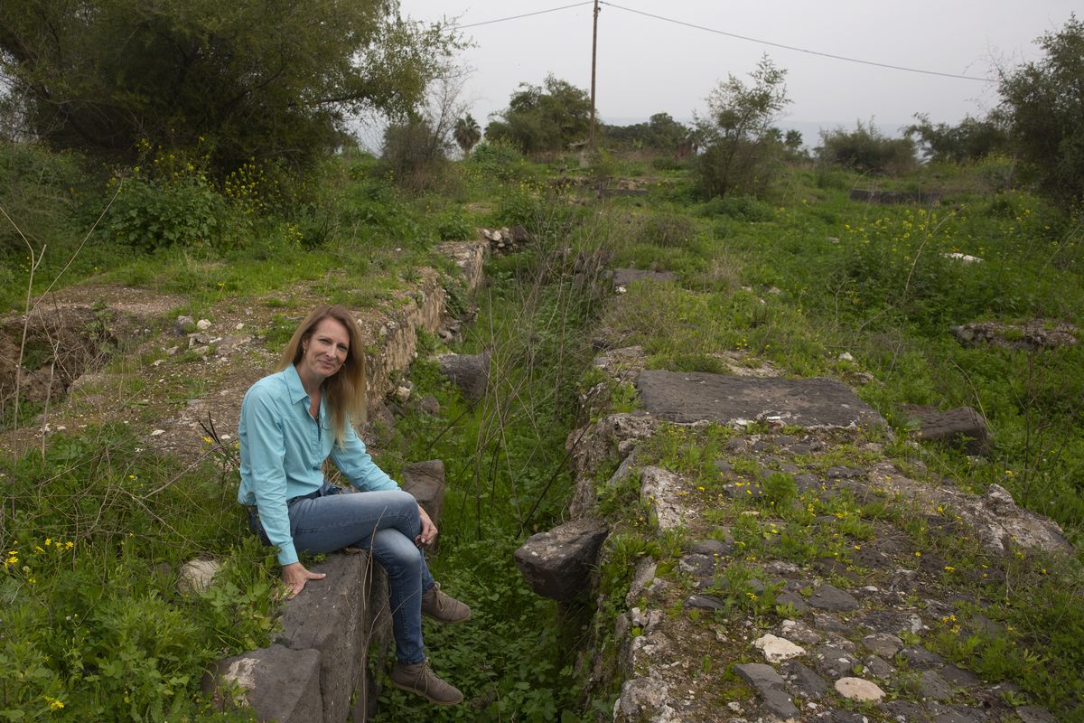 Dr. Katia Cytryn-Silverman, an archaeologist with The Hebrew University of Jerusalem, poses Wednesday for a portrait at the site of the Al-Juma (Friday) Mosque, in Tiberias, northern Israel.  (Maya Alleruzzo)