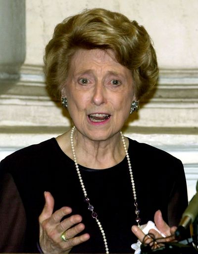 U.S. Ambassador to the Holy See Lindy Boggs speaks in Rome on Sept. 30, 2000. (Associated Press)