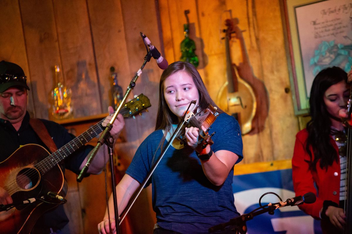 Marena Stewart performs in the young adults division during day two of the Northwest Regional Fiddle Contest on April 28, 2019, in Spokane Valley, Wash. This weekend