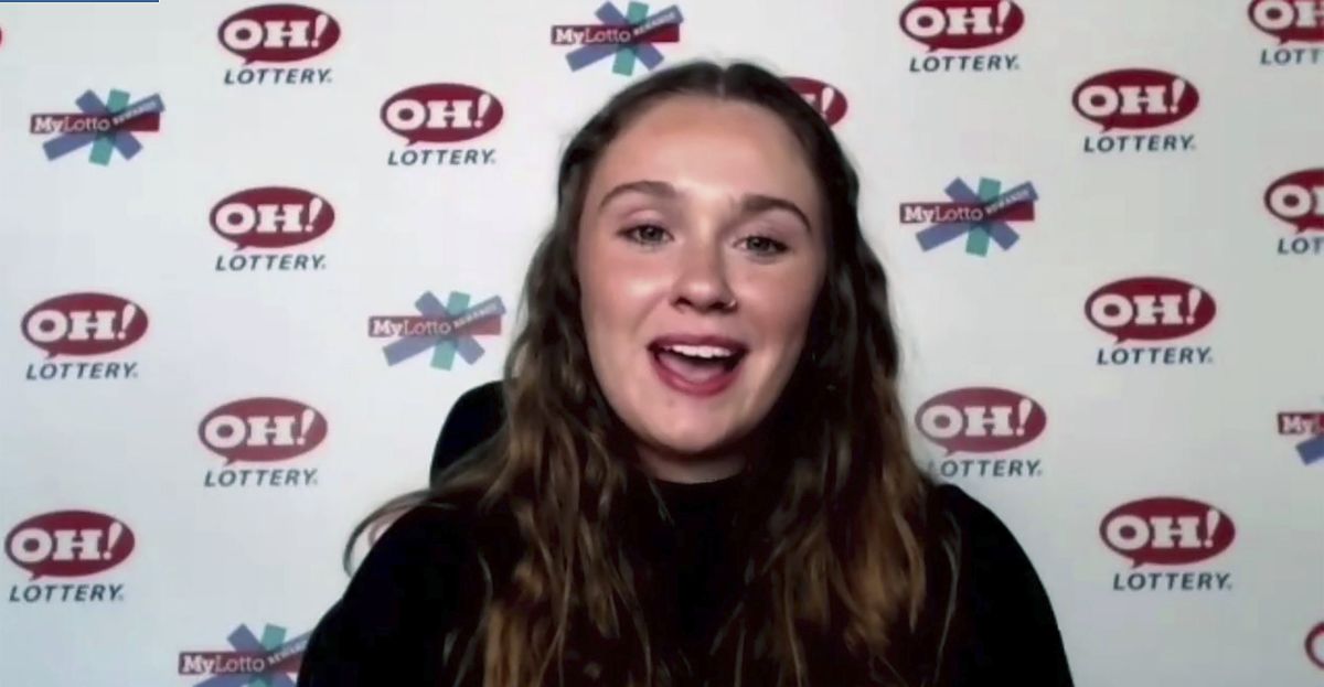 In this still image, taken from video by the Office of the Ohio Governor, Abbigail Bugenske, 22, from Cincinnati, the first winner of Ohio
