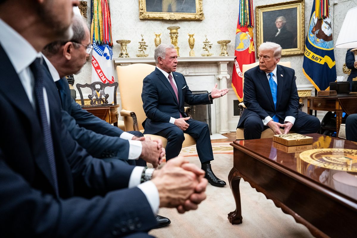 Trump meets with Abdullah in the Oval Office at the White House on Tuesday. (MUST CREDIT: Jabin Botsford/The Washington Post)  (Jabin Botsford/The Washington Post)