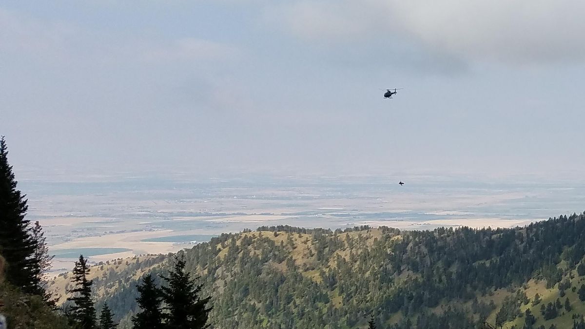 Yvonne Haas was helicoptered out harnessed in a bag. Through a little peephole she was able to look up at the helicopter. She tried to imagine shw was only a few feet off the ground instead of a thousand. (Photos courtesy of Kayla Haas)