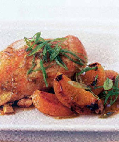 Chicken with Fresh Apricots, Ginger and Cracked Almonds is a distinctive recipe for chicken lavished with a balanced range of seasonings, from fruity to peppery.
(Associated Press / The Spokesman-Review)