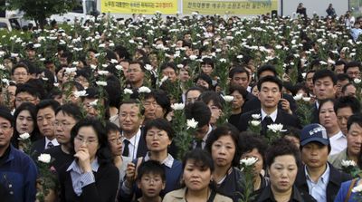 Mourners gather for a funeral service for former South Korean President Roh Moo-hyun  on Sunday.  (Associated Press / The Spokesman-Review)