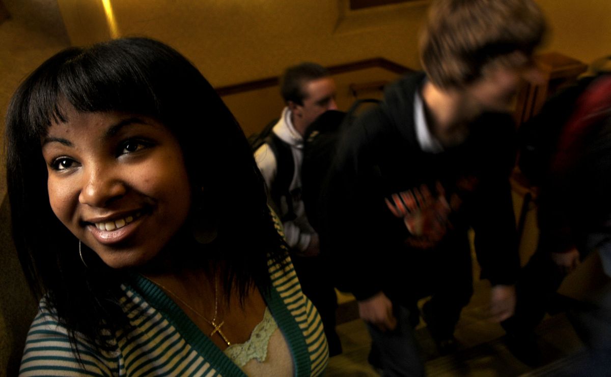 Meklit Kalebessa, of Lewis and Clark High School, is an immigrant from Ethiopia. She is among eight Spokane-area students who won scholarships through the Act Six initiative. Four, including Kalebessa, will attend Whitworth University, and four will attend Gonzaga University.  (Kathy Plonka / The Spokesman-Review)