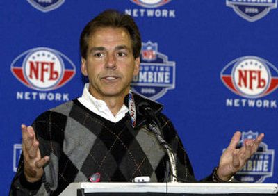 
While working with the Houston Oilers, Miami coach Nick Saban tutored an unnamed safety on how to improve his Wonderlic score. 
 (Associated Press / The Spokesman-Review)