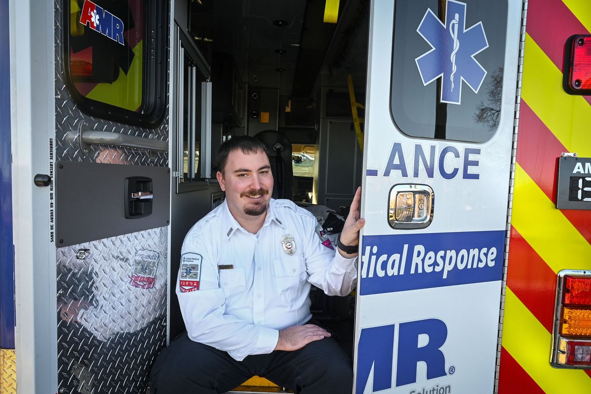 AMR medic Jake Ambach, who is a volunteer captain with Newman Lake Fire and Rescue, recently received a national award for having five cardiac saves last year.  (DAN PELLE/THE SPOKESMAN-REVIEW)