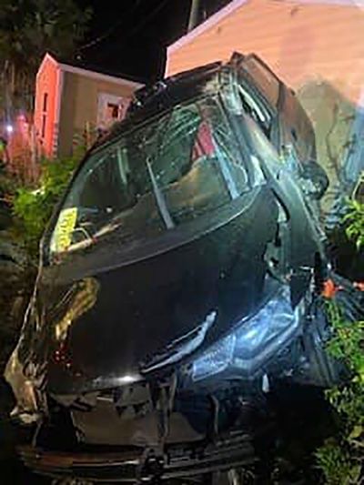 A car is seen after colliding with a train Saturday in Port St. Lucie, Fla.  (HOGP)