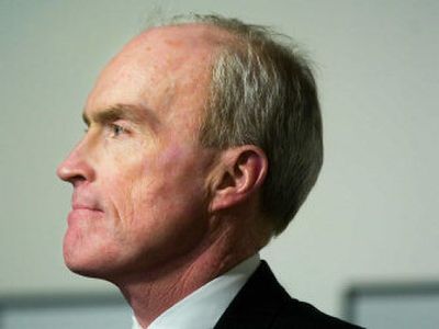 Mayor Dennis Hession addresses the media Thursday afternoon.
(Kathryn Stevens / The Spokesman-Review)