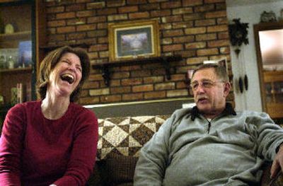 
At their home, Charlea and Bruce Schwartz recall the events that led to their marriage. 
 (Brian Plonka / The Spokesman-Review)