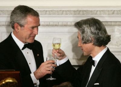 
President Bush toasts Japan's Prime Minister Junichiro Koizumi at an official dinner at the White House on Thursday.
 (Associated Press / The Spokesman-Review)