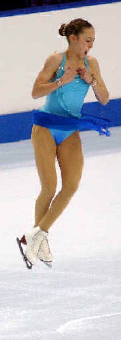 
Kimberly Meissner executes a triple Axel in the women's free skate on Saturday in Portland.
 (Associated Press / The Spokesman-Review)