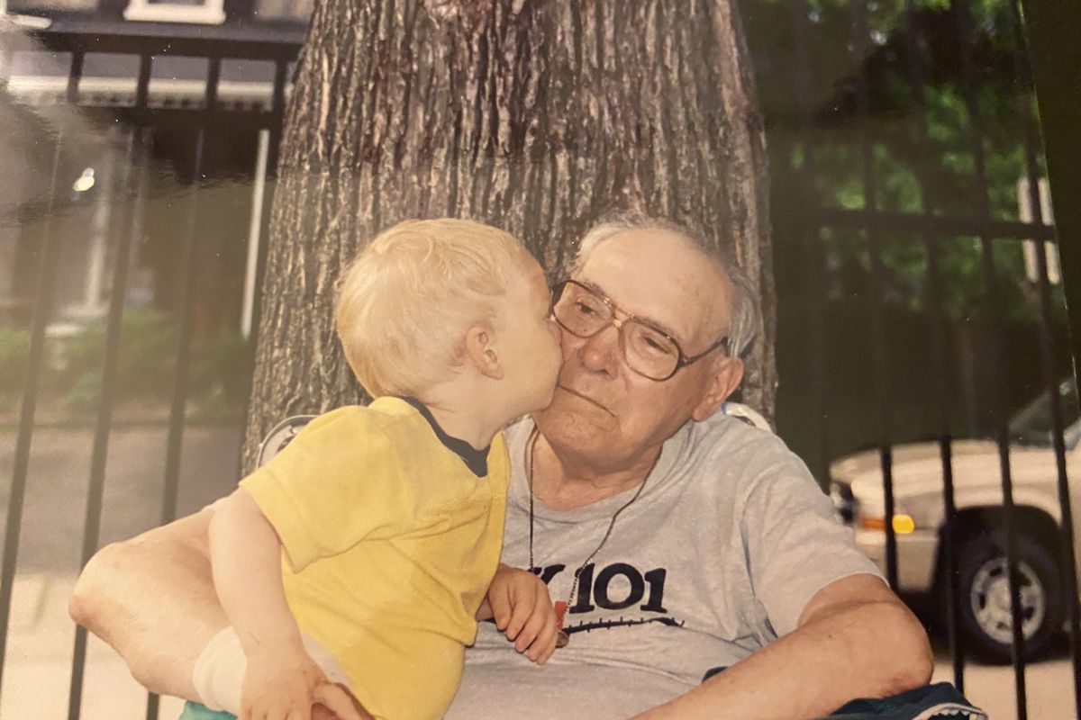 Eddie Condran kisses his grandfather Edward Condran in 2005.  (Courtesy of Ed Condran)