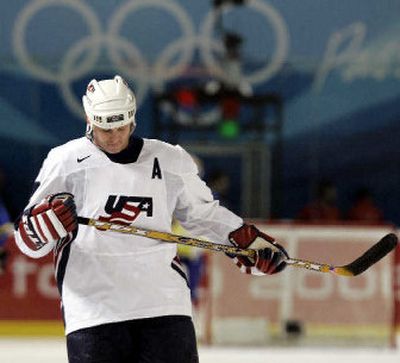 
American forward Keith Tkachuk looks down after losing to Sweden. The U.S. has just two goals in its last two games. 
 (Associated Press / The Spokesman-Review)