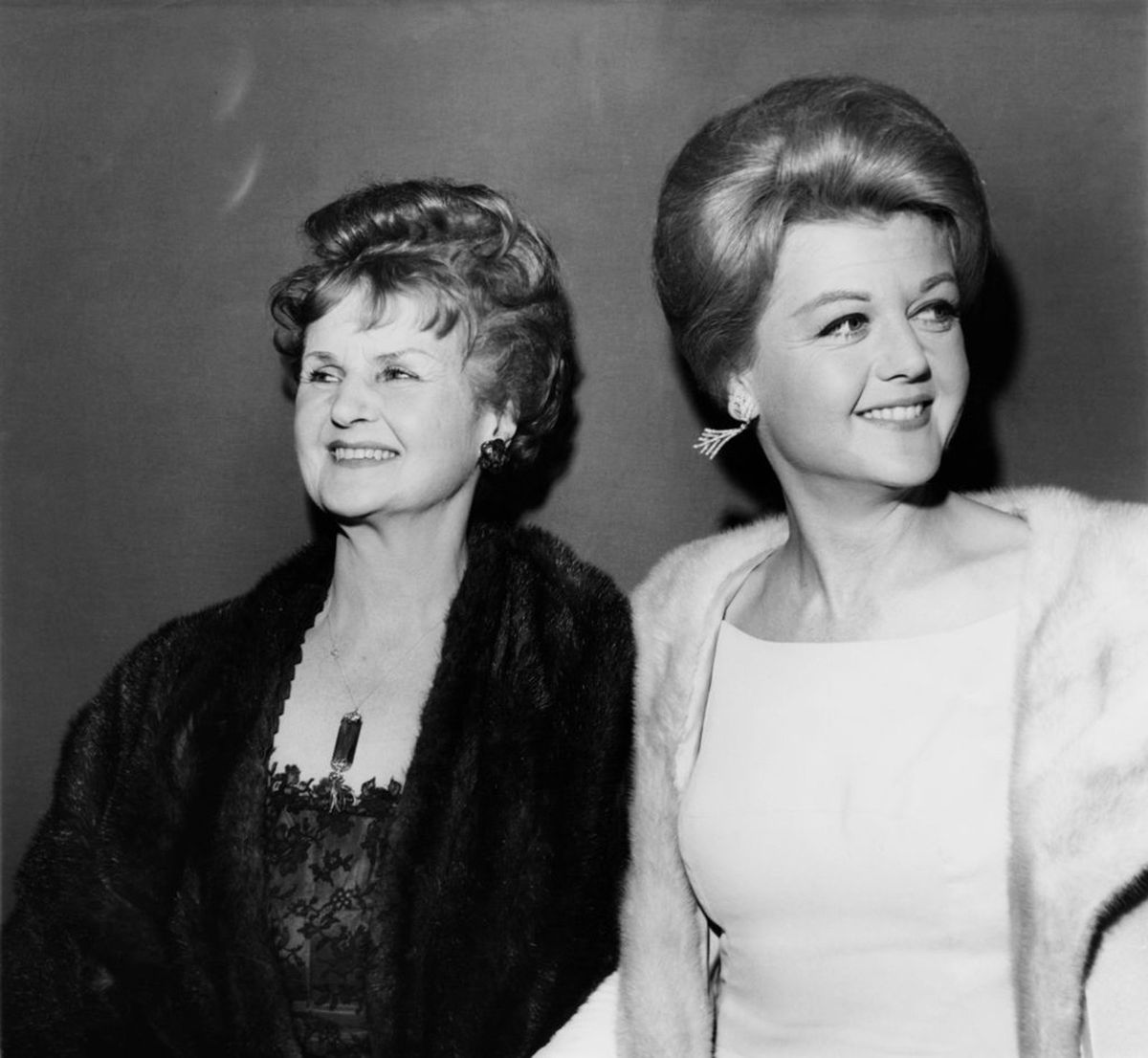 Actress Angela Lansbury, right, with her mother, actress Moyna Macgill, at the 35th annual Academy Awards on April 16, 1963, in Hollywood, California. Lansbury was nominated for the Best Supporting Actress award for "The Manchurian Candidate," but did not win. (Keystone/Hulton Archive/Hulton Archive/TNS)