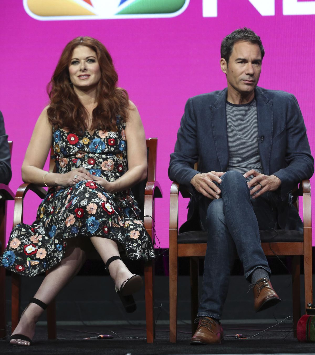 Debra Messing, left, and Eric McCormack participate in the "Will & Grace" panel during the NBC Television Critics Association Summer Press Tour at the Beverly Hilton on Thursday, Aug. 3, 2017, in Beverly Hills, Calif. (Willy Sanjuan / Willy Sanjuan/Invision/AP)