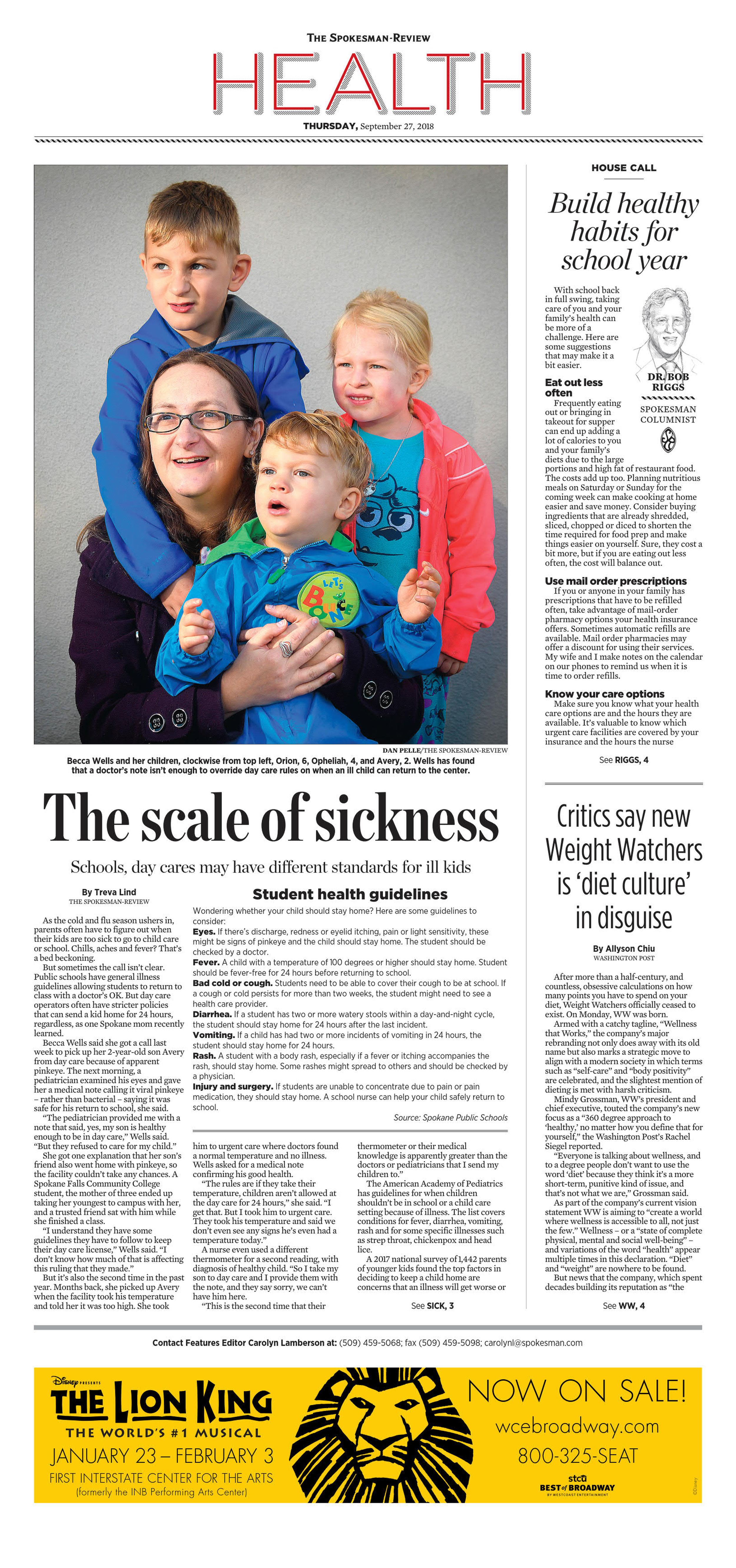 Front Page for Sept. 27, 2018 The SpokesmanReview
