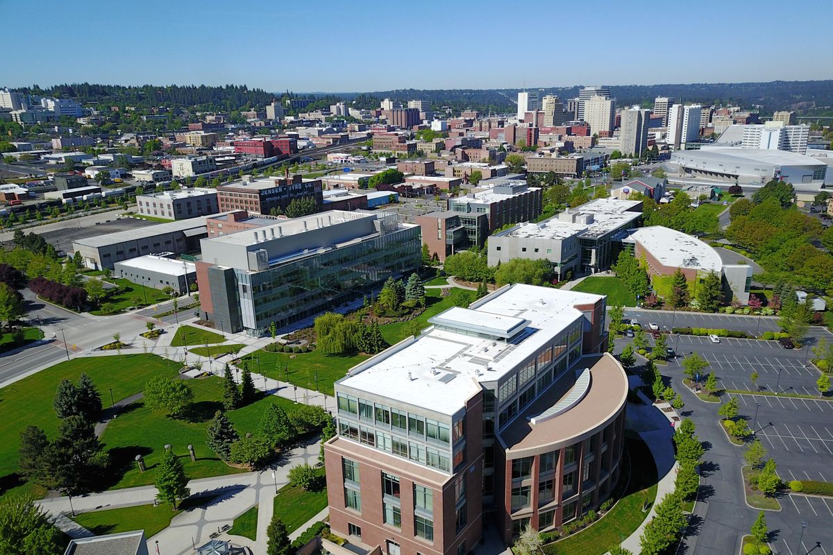 The WSU Spokane campus, with its burgeoning health science programs, is reclaiming industrial areas and stretching the downtown area of Spokane. (Jesse Tinsley / The Spokesman-Review)
