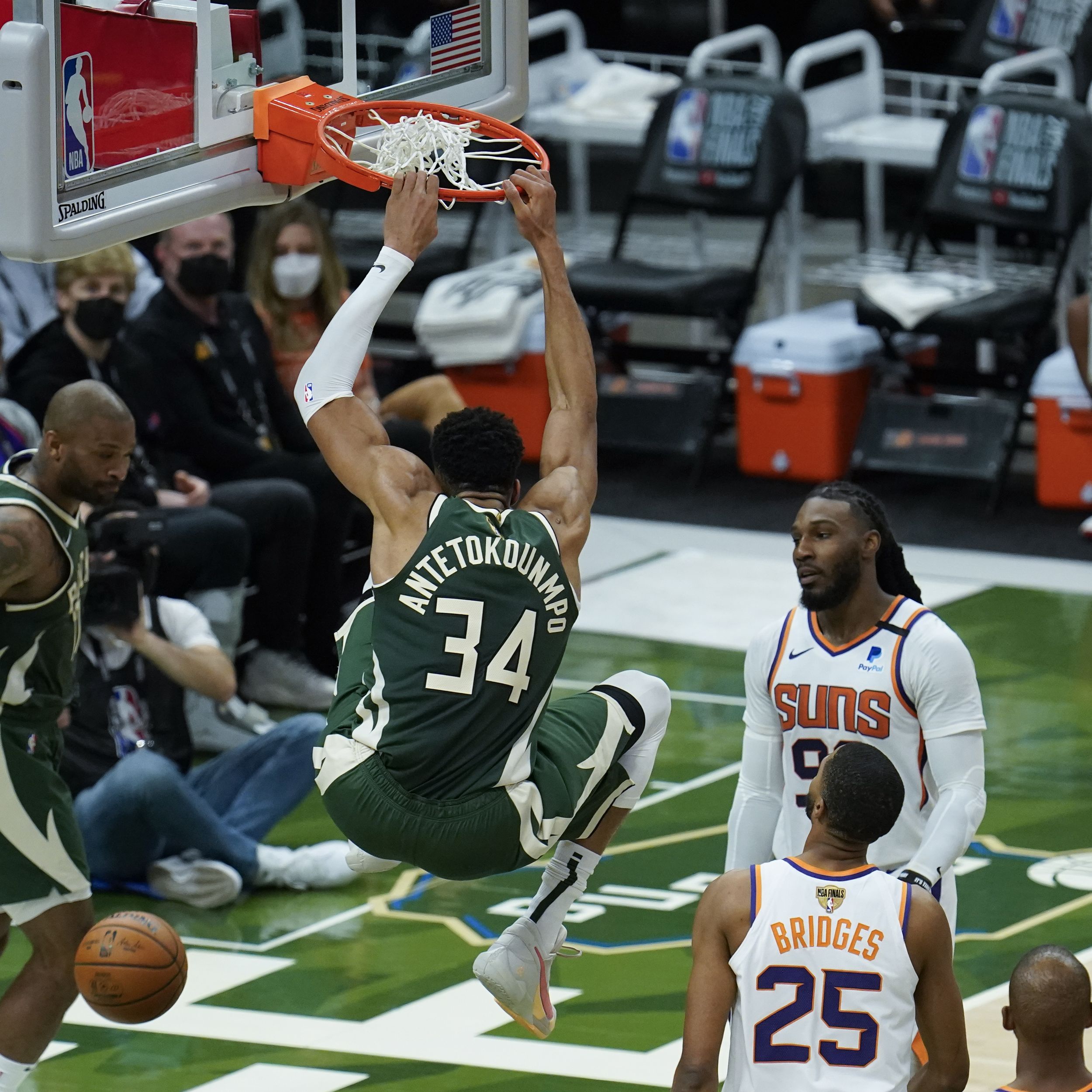 Brook Lopez - Milwaukee Bucks - Game-Worn Earned Edition Jersey - 2nd Half  - 2021 NBA Finals Game 3