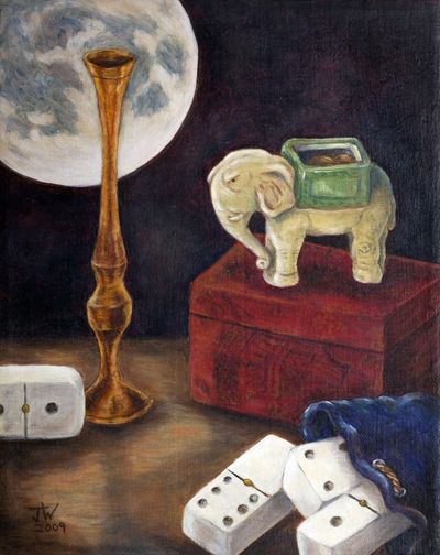 Janet Wilbanks’ painting, “Sentry at the Elephant Graveyard,” will be among the works at the Slightly West of Spokane Artists Studio Tour  Saturday in Cheney and Medical Lake. 