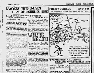 The trial of seven Wobblies began on June 4, 1918, with their defense attorney clashing with a judge over evidence. (Spokane Daily Chronicle archives)