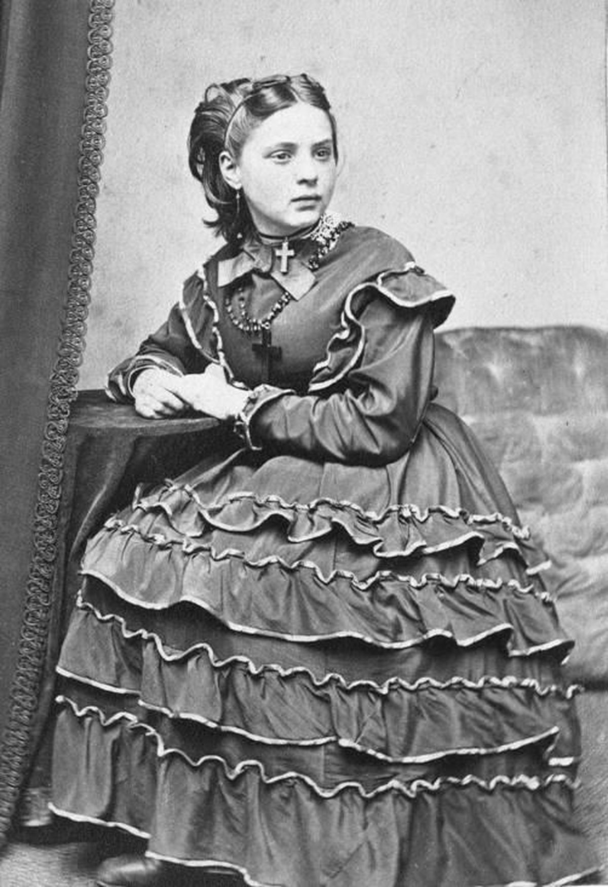 A youthful image of Anna Stratton Browne, the wife of J.J. Browne, one of early Spokane’s foremost promoters. The photographer’s stamp is from Warren, Ohio. (Courtesy Northwest Room, Spokane Public Library)
