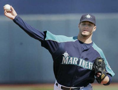 
Seattle Mariners starting pitcher Gil Meche tossed three shutout innings against San Diego on Friday.
 (Associated Press / The Spokesman-Review)
