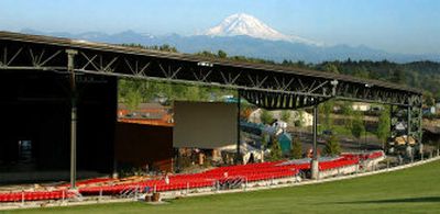 The White River Amphitheatre, a 20,000-seat concert venue near Auburn, Wash., owned by the Muckleshoot Indian Tribe, is shown this month with Mount Rainier in the background.
(Associated Press / The Spokesman-Review)