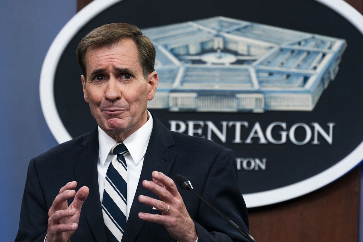 Pentagon spokesman John Kirby speaks about the situation during a briefing at the Pentagon in Washington, Monday, Aug. 23, 2021.  (Manuel Balce Ceneta)