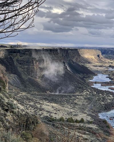 Rocks fall from the north side of the Snake River Canyon during an earthquake, Tuesday, March 31, 2020, near Twin Falls, Idaho. A large earthquake struck north of Boise on Tuesday evening, with people across a large area reporting shaking. (Israel Bravo / Courtesy of Israel Bravo)