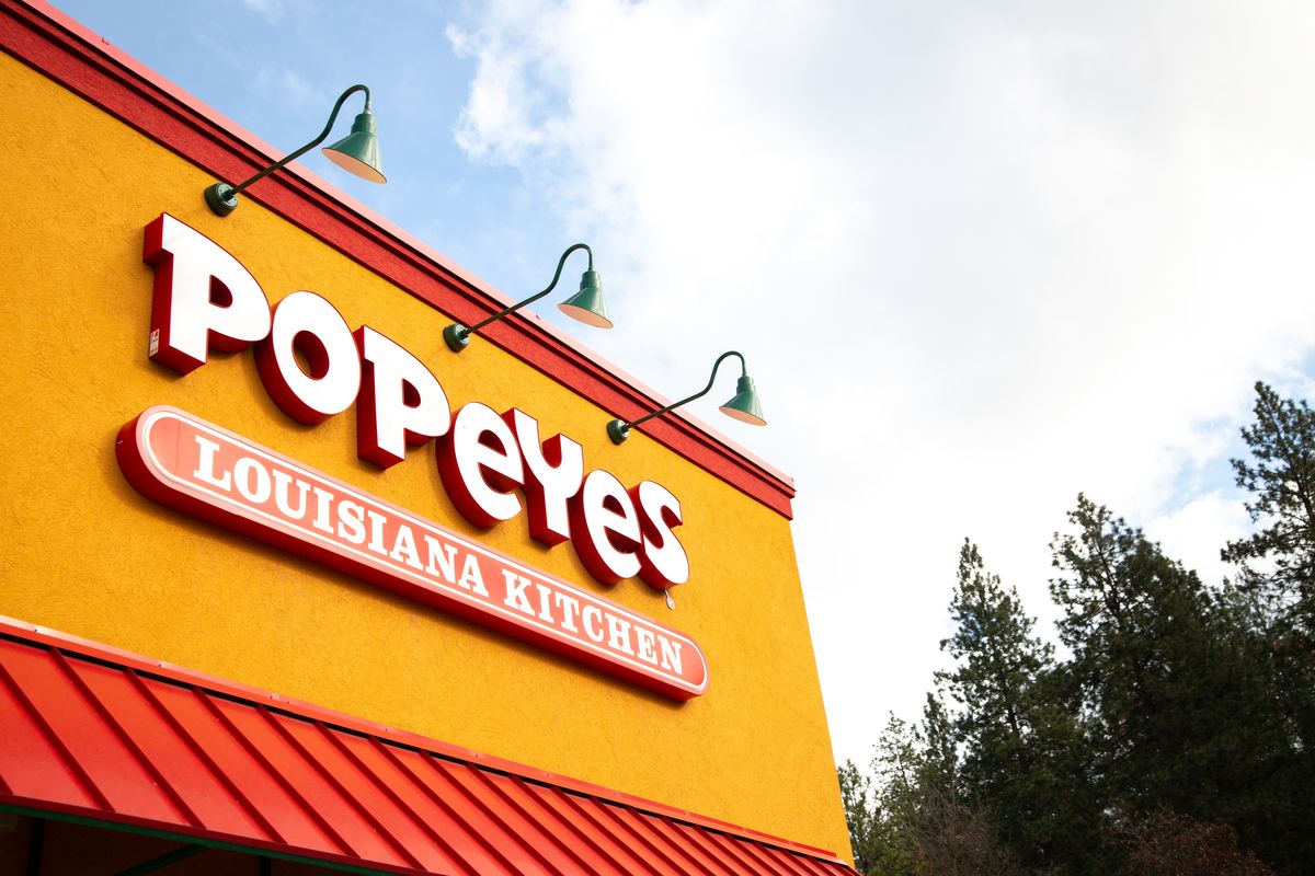Popeyes is shown in Post Falls on Nov. 3, 2019.   (Libby Kamrowski/The Spokesman-Review)