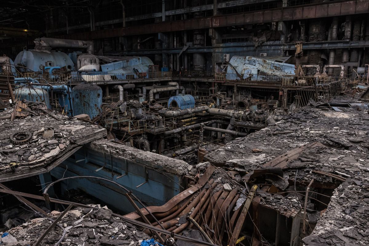 Damage from Russian strikes on the power plant. MUST CREDIT: Oksana Parafeniuk/For The Washington Post (Oksana Parafeniuk/For The Washington Post)
