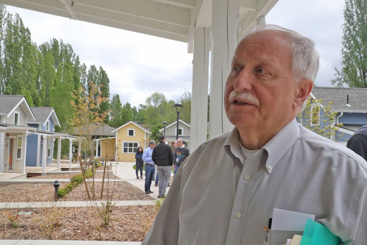 State Rep. 43rd district Democrat Frank Chopp at the Sand Point Cottages on May 9, 2023. It is said Chopp was the driving force to create the cottages.    (Greg Gilbert/The Seattle Times/TNS)