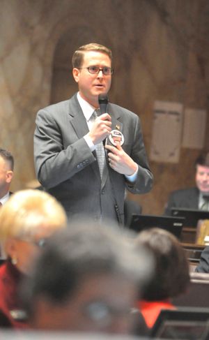 OLYMPIA -- Rep. Matt Shea of the Spokane Valley makes an impassioned floor speech in March 2011. (Jim Camden/The Spokesman-Review)