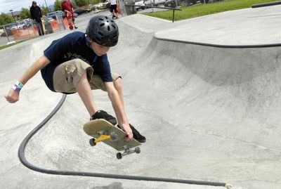 Jared Adams, 12, has spent a lot of time at the Spokane Valley YMCA skate park this summer and has nothing but good things to say about his experience. Security is a big issue at local skate parks.  (J. BART RAYNIAK / The Spokesman-Review)