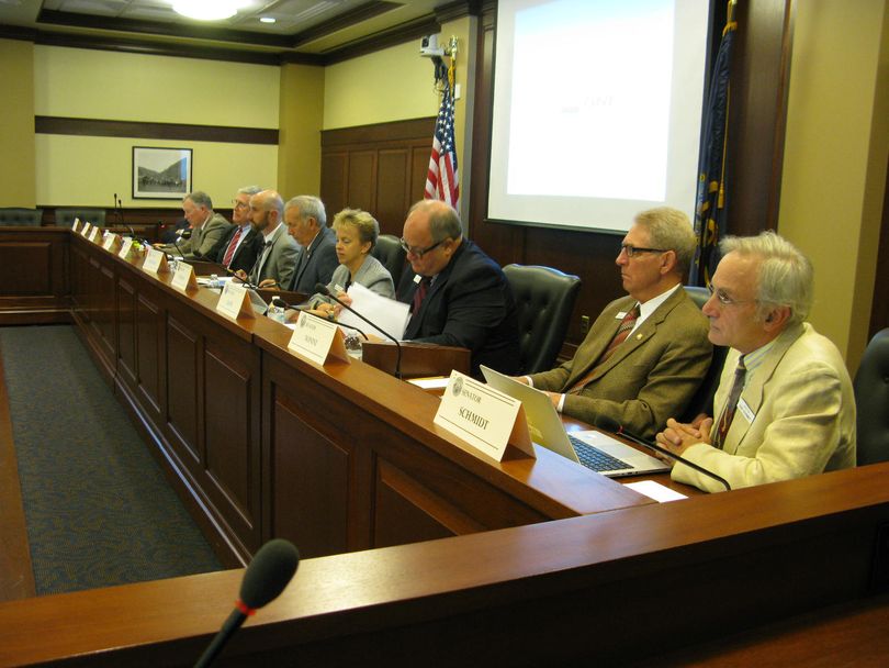 Lawmakers on the Broadband Study Interim Committee listen to presentations in the Capitol on Monday morning (Betsy Z. Russell)